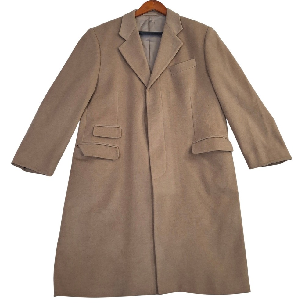 Colombo House of Cashmere London Men Camel 100% Pure Cashmere Overcoat 42R